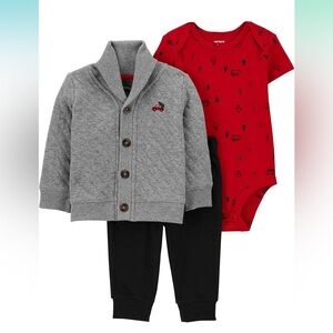 Baby Boy Carter's Doubleknit Cardigan, Bodysuit & Pants Set